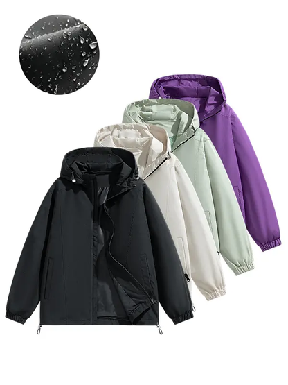 Men's Windproof Waterproof Hooded Jacket – Loose-Fit Outdoor Long-Sleeve Top
