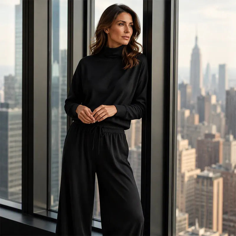 Soft-Touch Turtleneck Two-Piece Set