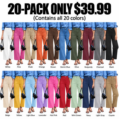 Women's wide leg high-waist stretch denim pants