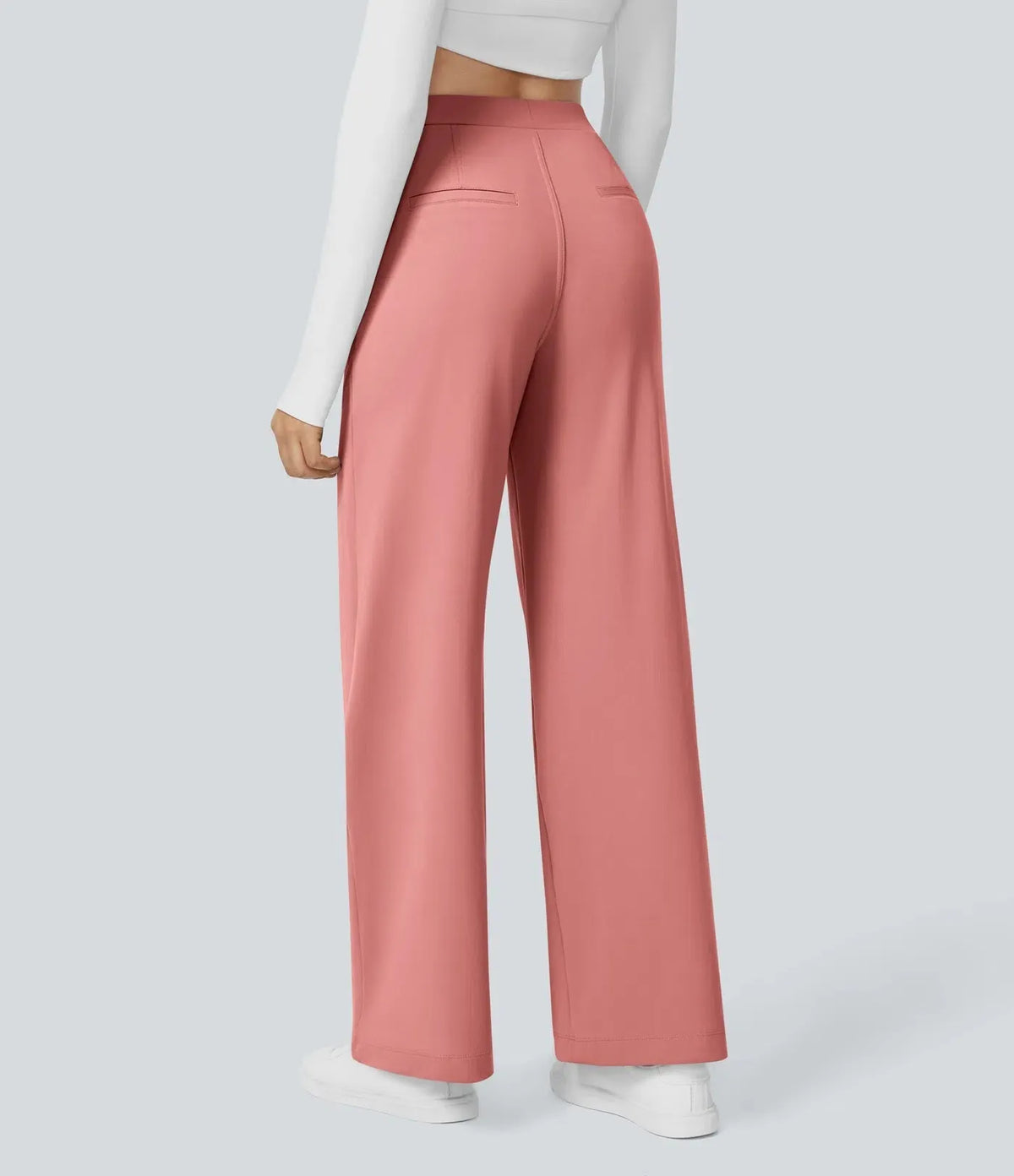 Fall Big Sale!High Waisted Side Pocket Straight Leg Work Pants