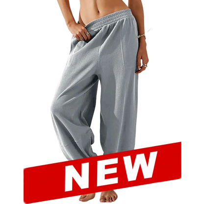 Women's Baggy Wide-Leg Pants - Casual, Elastic-Waisted, Bohemian Minimalist Basic Women's Clothes Bottom with Pockets,summerwins