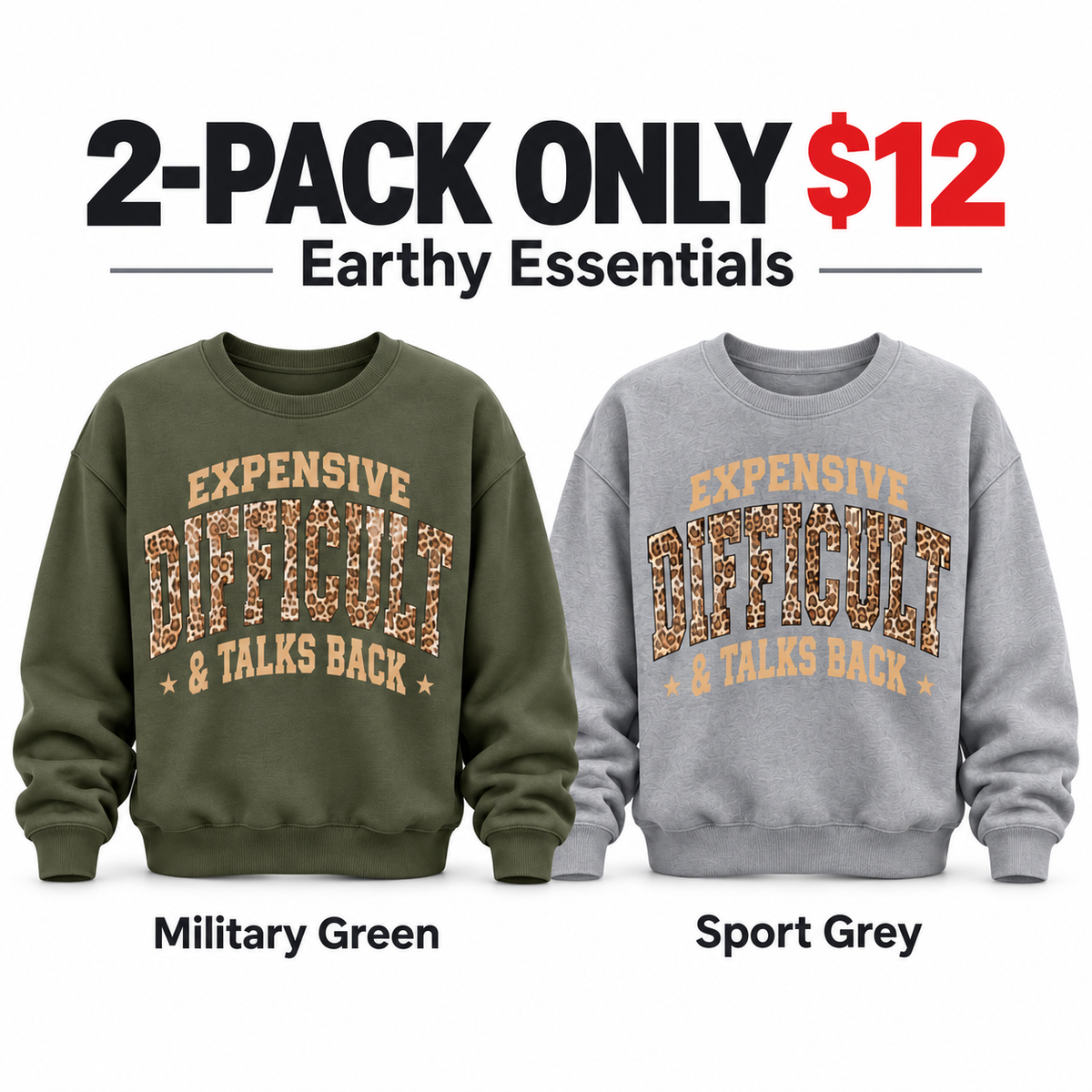 10-PACK ONLY $2410 colors. ---✨ Everyday Leopard Graphic Sweatshirt
