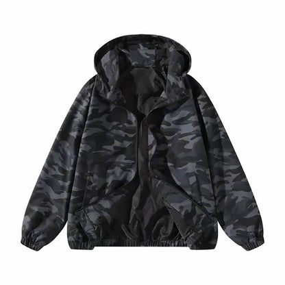 Unisex Vintage Washed Zip Up Hoodie – Retro Streetwear Casual Jacket