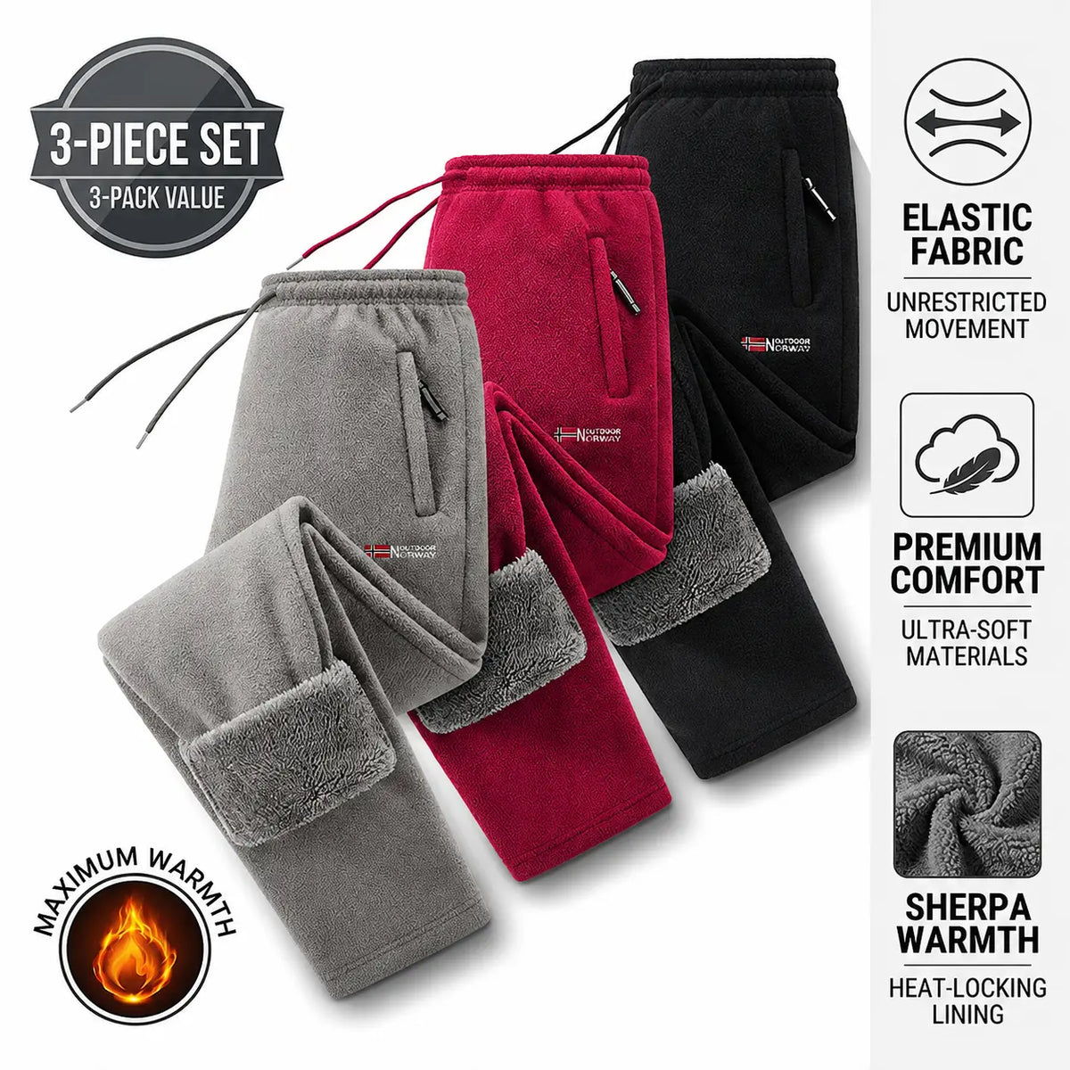 Men's Polar Fleece Thermal Athletic Pants with Thick Insulated Lining