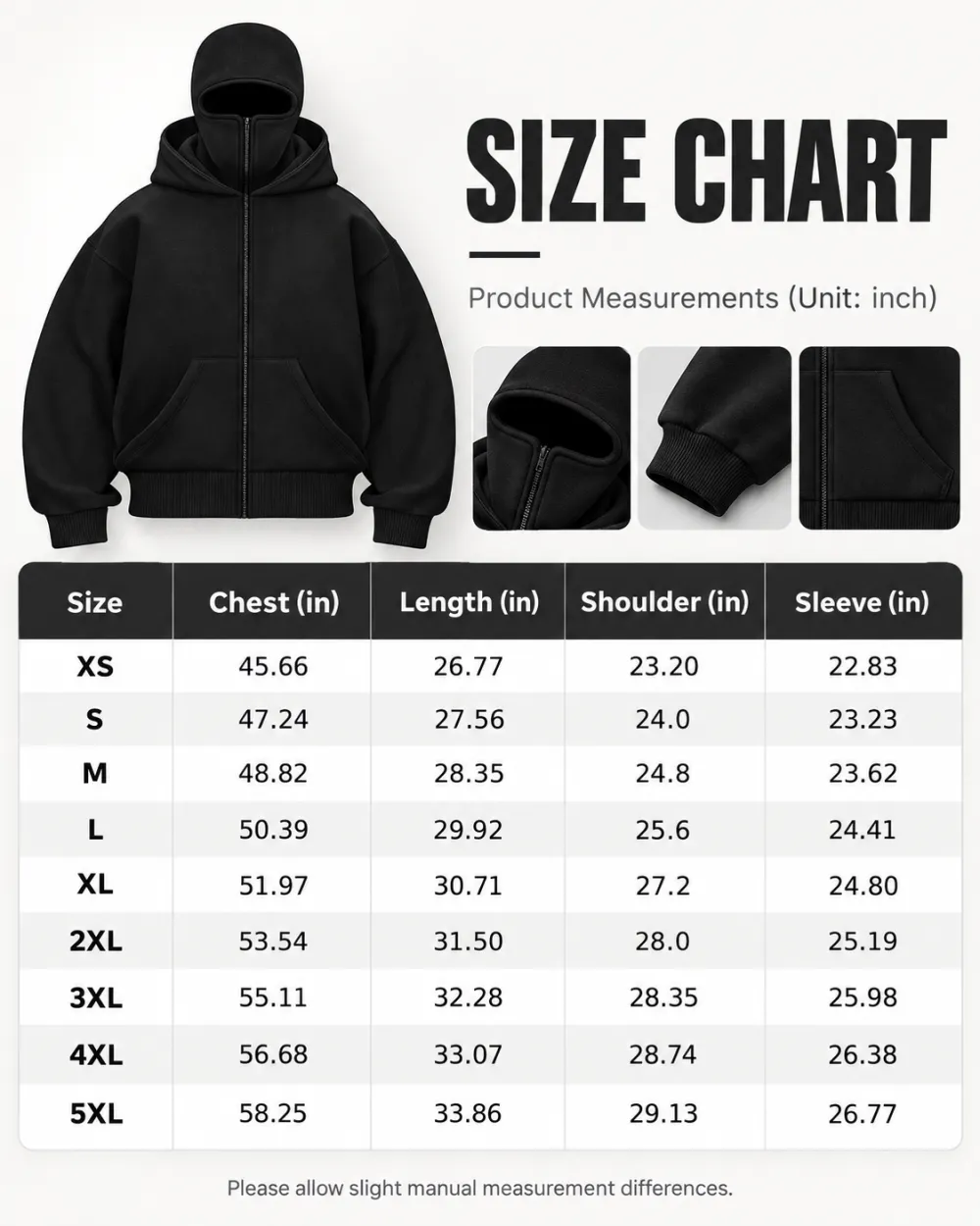 Men's Balaclava Hoodie with Built-In Zip