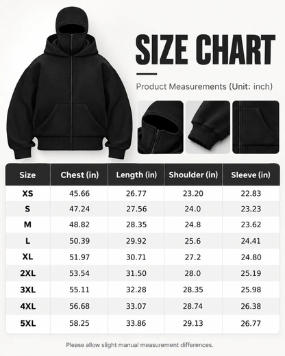 Men's Balaclava Hoodie with Built-In Zip