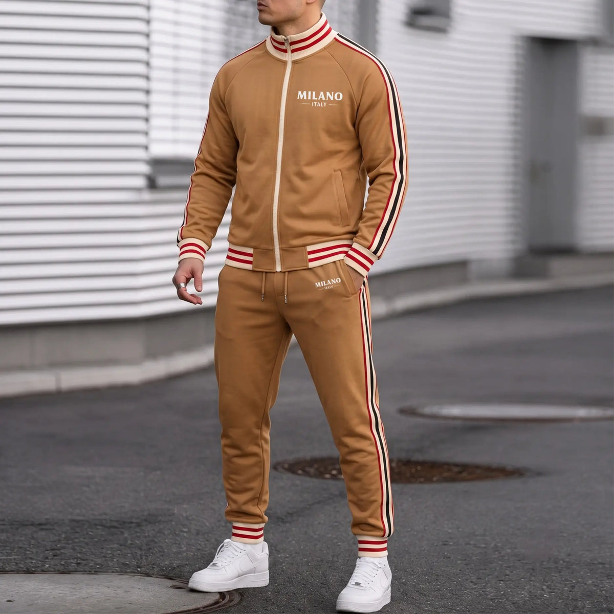 Men’s Retro Milano Two-Piece Tracksuit Navy/Black/Green/Blue Zip Jacket
