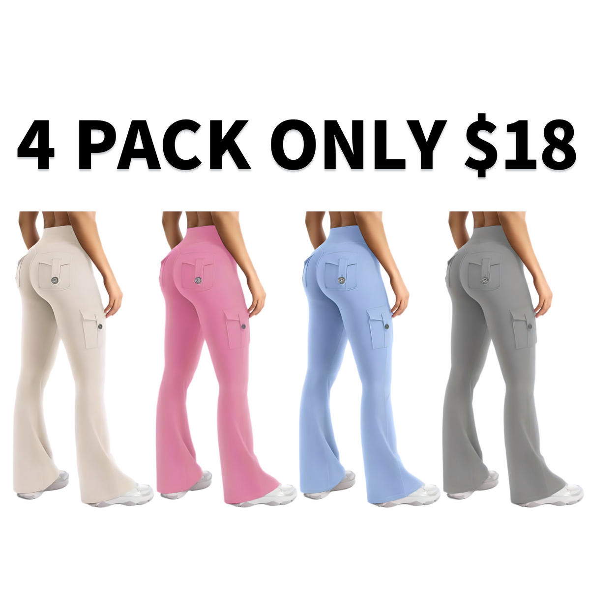 Women's High Waisted Scrunch Flare Yoga Leggings with Pockets