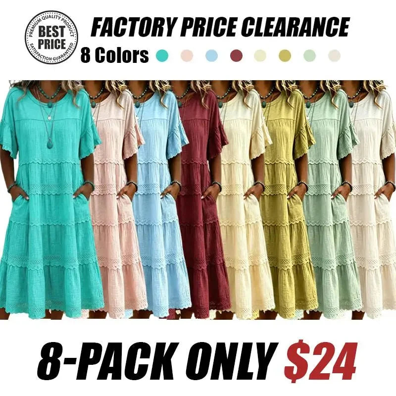 🔥Cool & breathable fabric🍃Women's Vintage Patchwork Lace Dress.