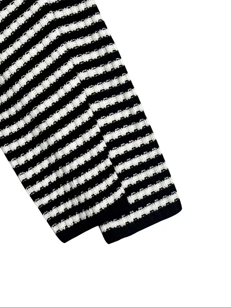 Women's Striped Patchwork Print Batwing Sleeve Split Hem Sweater