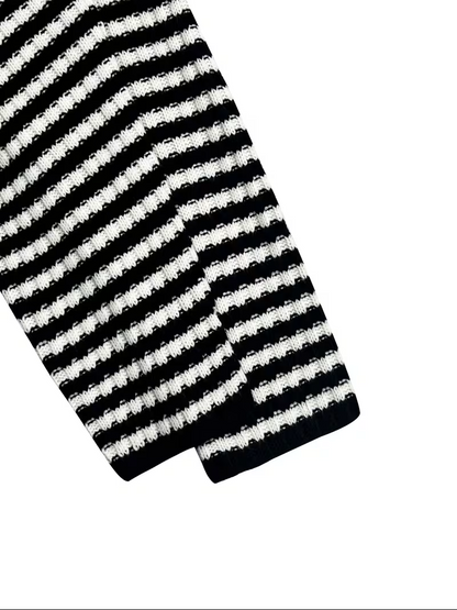 Women's Striped Patchwork Print Batwing Sleeve Split Hem Sweater