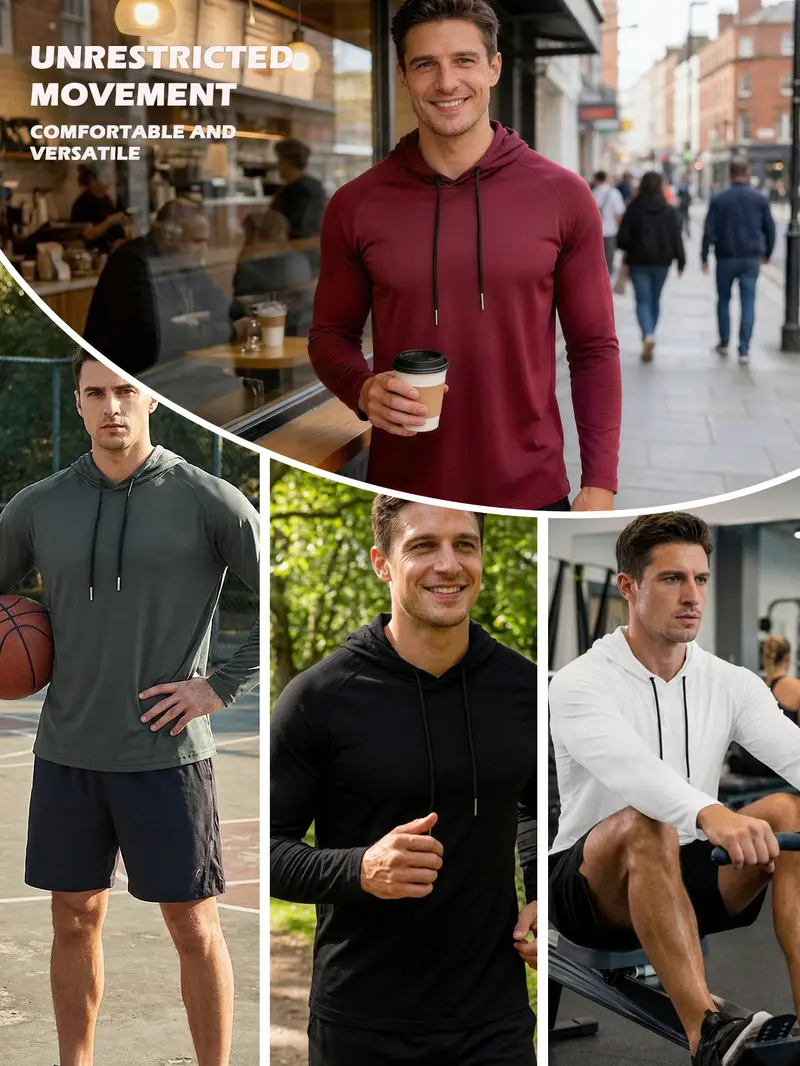 Men's 6-Pack Hooded Sweatshirt – Long Sleeve Pullover Casual Warm Breathable Top for Outdoor & Daily Wear