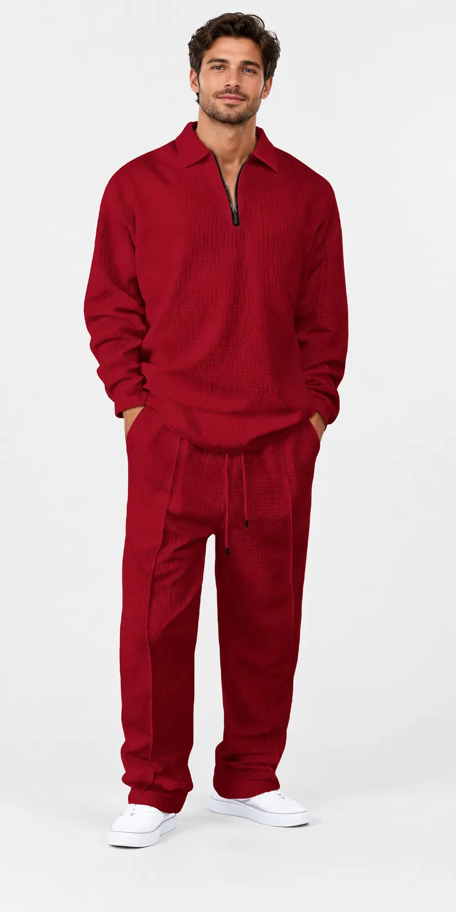 Men's basic casual sweatshirt and sweatpants two-piece set