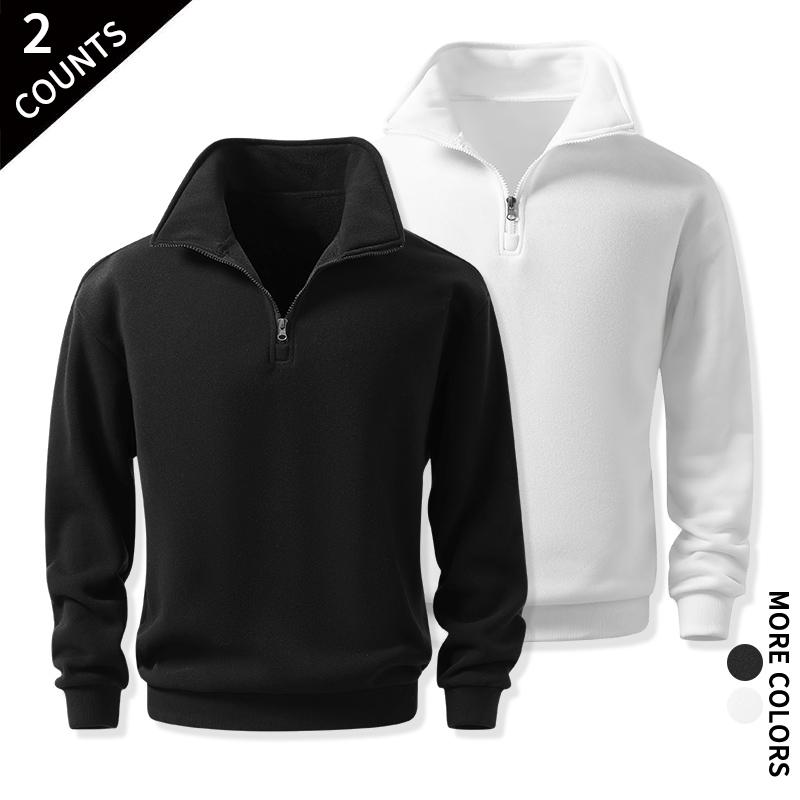 Men's Cozy Quarter-Zip Sweatshirts, Single or 2-Pack