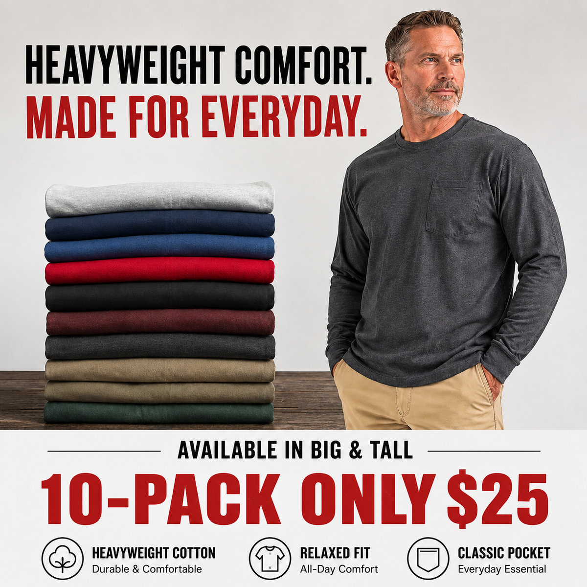 ✨Classic Heavyweight Pocket Work Tee – Relaxed Fit, Built for Everyday Work