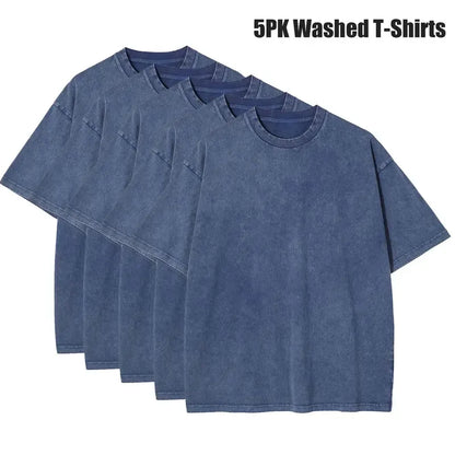 Men's 5-Pack Vintage Washed Heavyweight Gym T-Shirts – Baggy Acid Wash