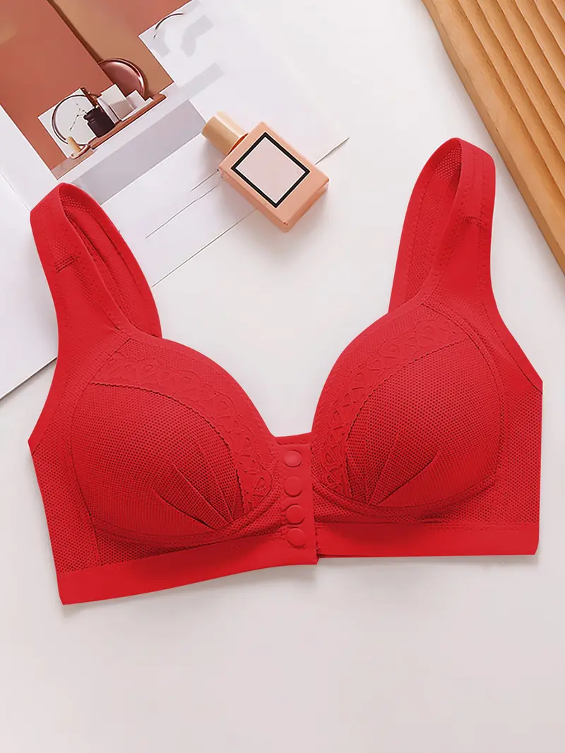 Women's 6-Pack Front Closure Push-Up Bra – Jacquard Full Coverage Unlined Seamless Underwire Bra for Daily Wear