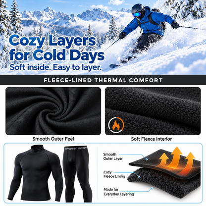6-PACK ONLY $24---Men's Everyday Fleece-Lined Thermal Set