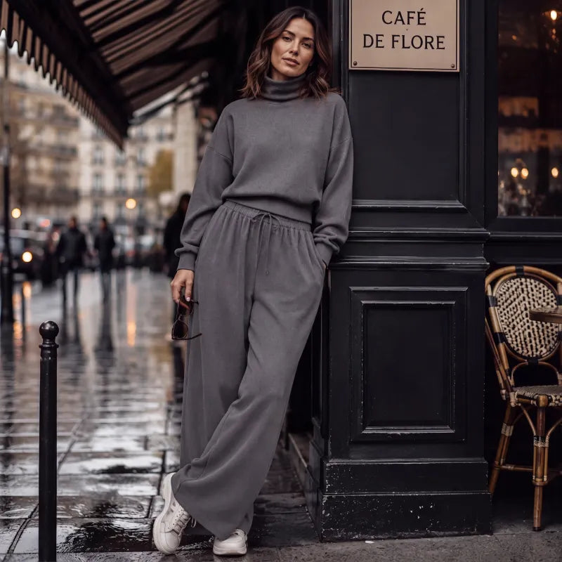 Soft-Touch Turtleneck Two-Piece Set