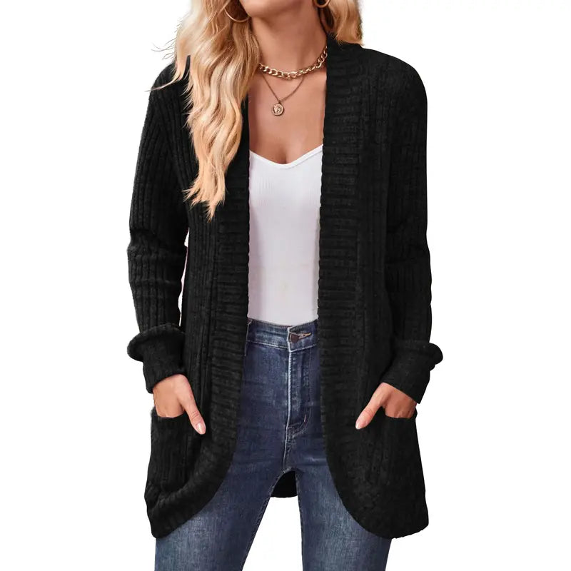 Cardigan Sweaters for Women 2026 Fall Open Front Long Sleeve Loose Lightweight Knit Sweater Coat with Pockets Springfresh