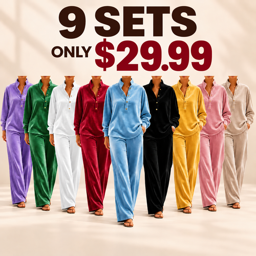 Loose And Cozy Velvet Two-piece Set (top And Pants)