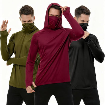 Men's UPF 50+ Sun Protection HoodedShirt with Face Mask