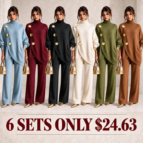 Elegant Knit Asymmetrical Button Set