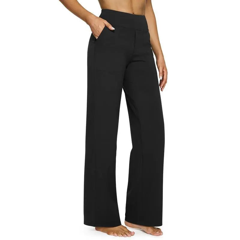 💚Women's High-Waist Wide Leg Pants – Business Casual Yoga Dress Pants with Pockets