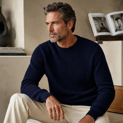 Men's Crewneck Sweater Soft Casual Sweaters Classic Long Sleeve Pullover Sweaters with Ribbing Edge