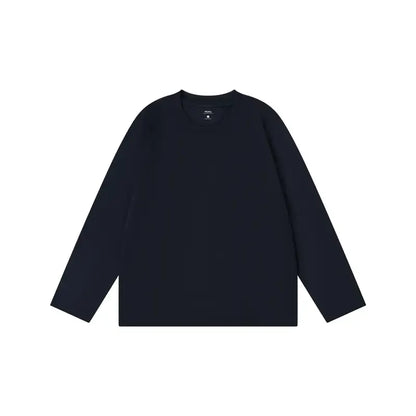 Unisex Retro 100% Pure Cotton Heavyweight Plant-Dyed Long Sleeve Crewneck T-Shirt