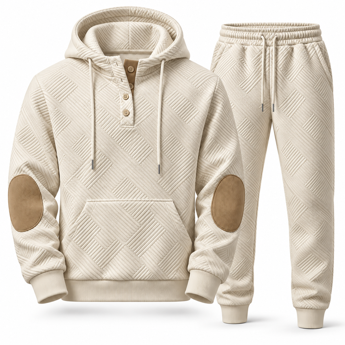 Men's Premium Textured Hoodie & Jogger Set | Embossed Knit Tracksuit