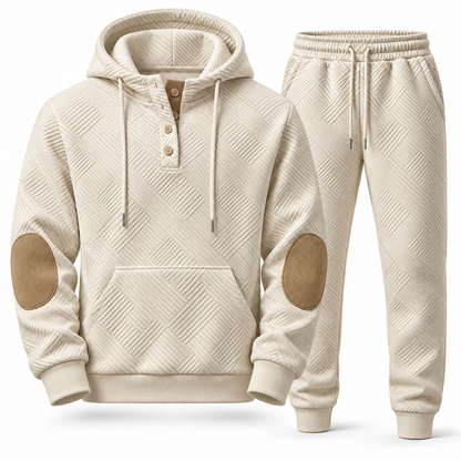 Men's Premium Textured Hoodie & Jogger Set | Embossed Knit Tracksuit