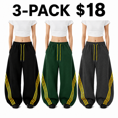 Women's Retro Three-Stripe Colorblock Wide Leg Pants