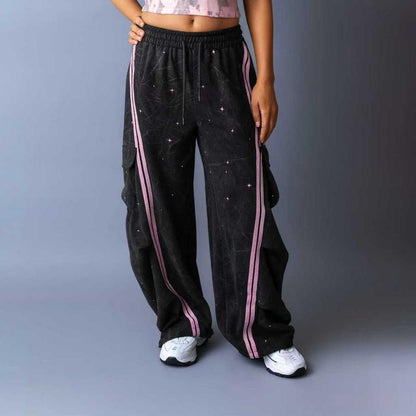 Women  Wide Leg Drawstring Joggers with Side Pockets