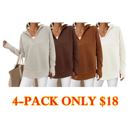 Ultimate Cozy V-Neck Ribbed Knit Pullover – All-Season Comfort & Style