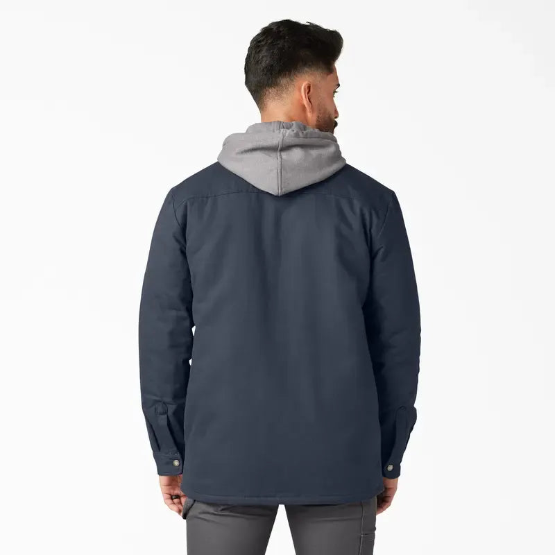 Water Repellent Duck Hooded Shirt Jacket for Men