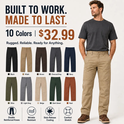 MEN’S DOUBLE KNEE STRAIGHT WORK PANTS