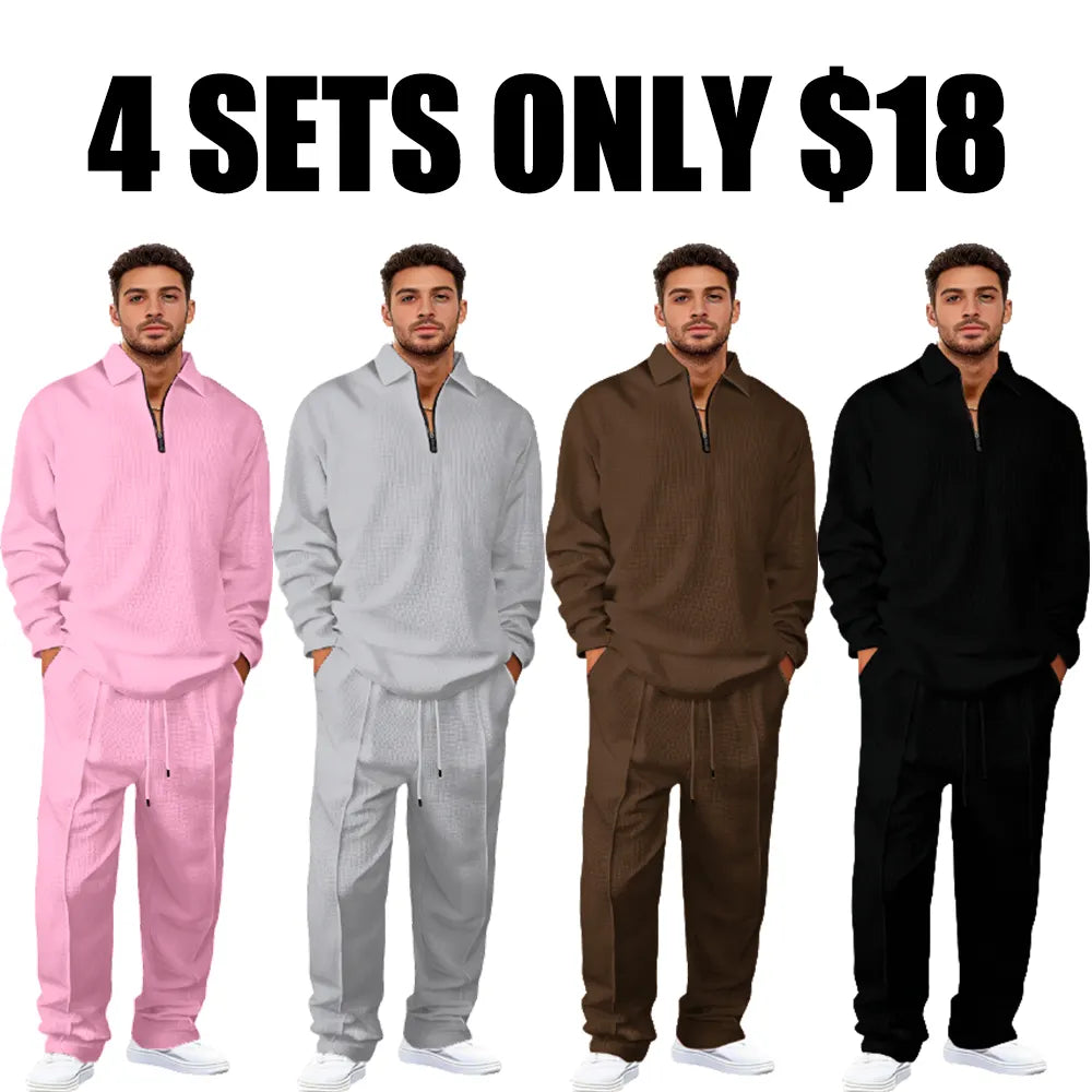 Men's basic casual sweatshirt and sweatpants two-piece set