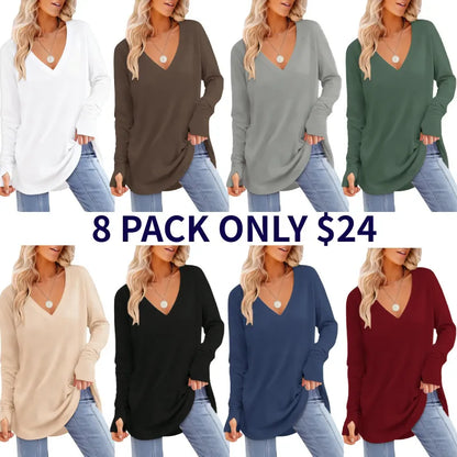 Women's Long Sleeve Tunic Tops for Leggings