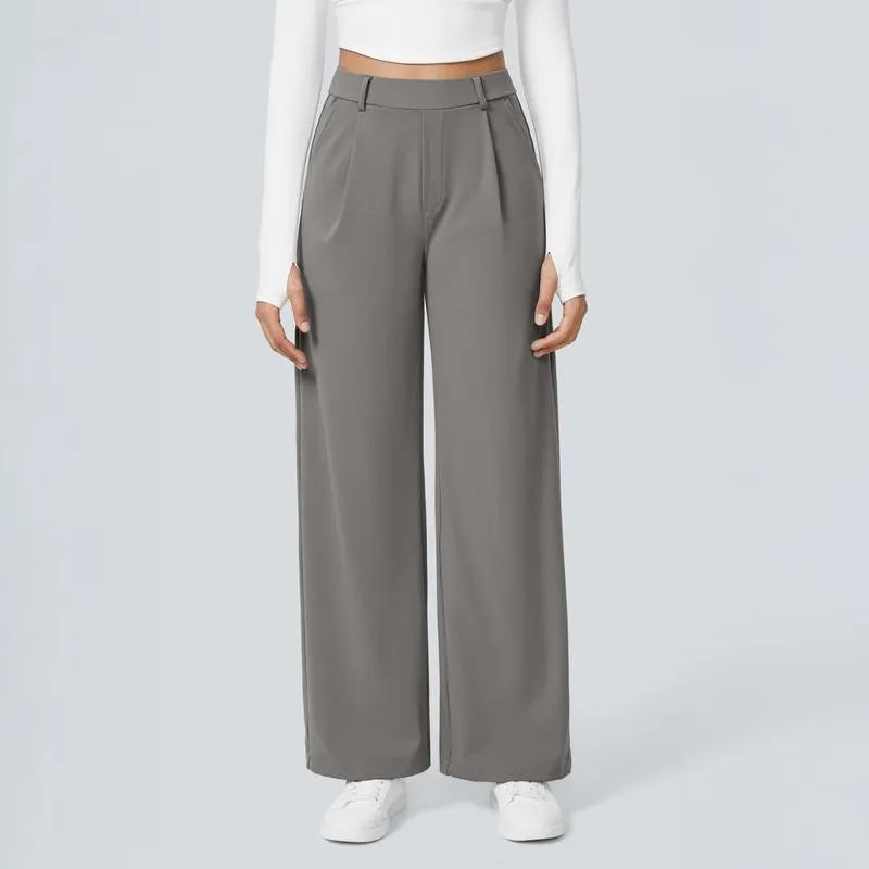 Flex High Waist Pleated Work Pants