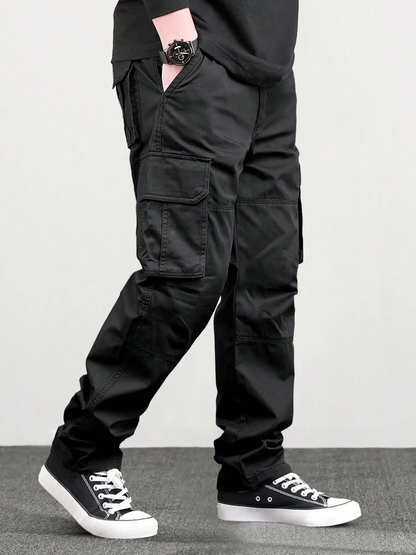 Men's 6-Pack Cargo Pants – Loose Drawstring Straight Leg Outdoor Casual Trousers