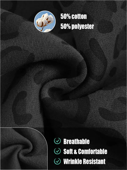Men's leopard-print casual trousers with side pockets, lightweight and breathable soft fabric, loose comfortable casual sweatpants