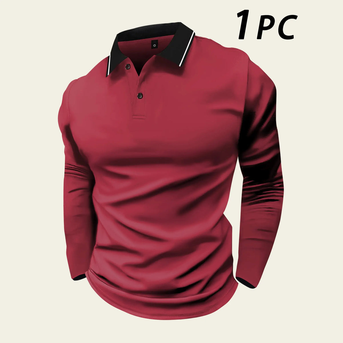 2-Pack Men's Long-Sleeved Lapel Polo Shirts