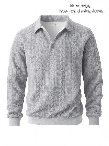 Men's Knitted Half-Zip Fitted Polo Neck Sweater
