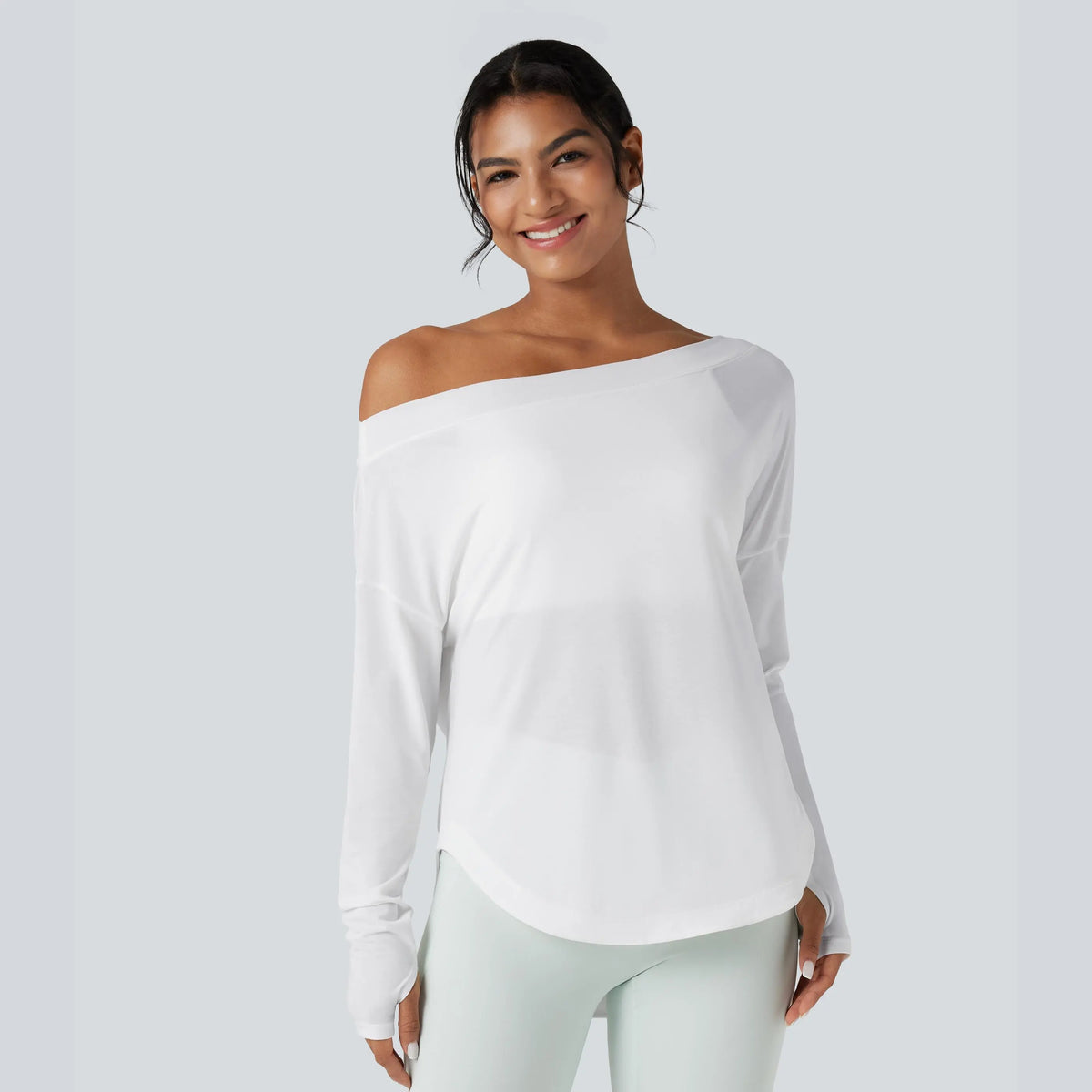 Women's One-Shoulder Quick-Dry Yoga Top with Built-In Bra