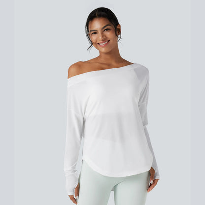 Women's One-Shoulder Quick-Dry Yoga Top with Built-In Bra