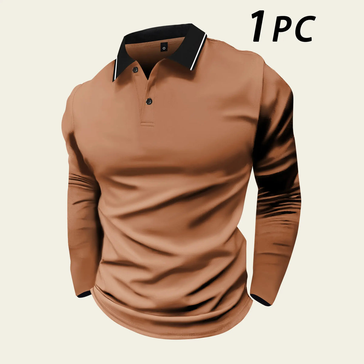 2-Pack Men's Long-Sleeved Lapel Polo Shirts