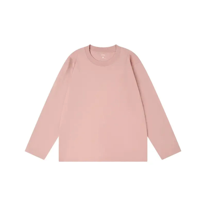 Unisex Retro 100% Pure Cotton Heavyweight Plant-Dyed Long Sleeve Crewneck T-Shirt
