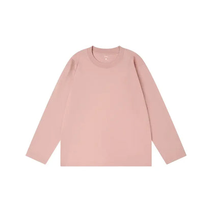 Unisex Retro 100% Pure Cotton Heavyweight Plant-Dyed Long Sleeve Crewneck T-Shirt