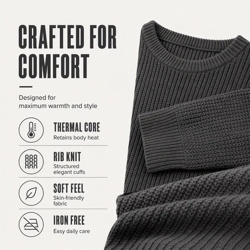 Men's Crewneck Sweater Soft Casual Sweaters Classic Long Sleeve Pullover Sweaters with Ribbing Edge